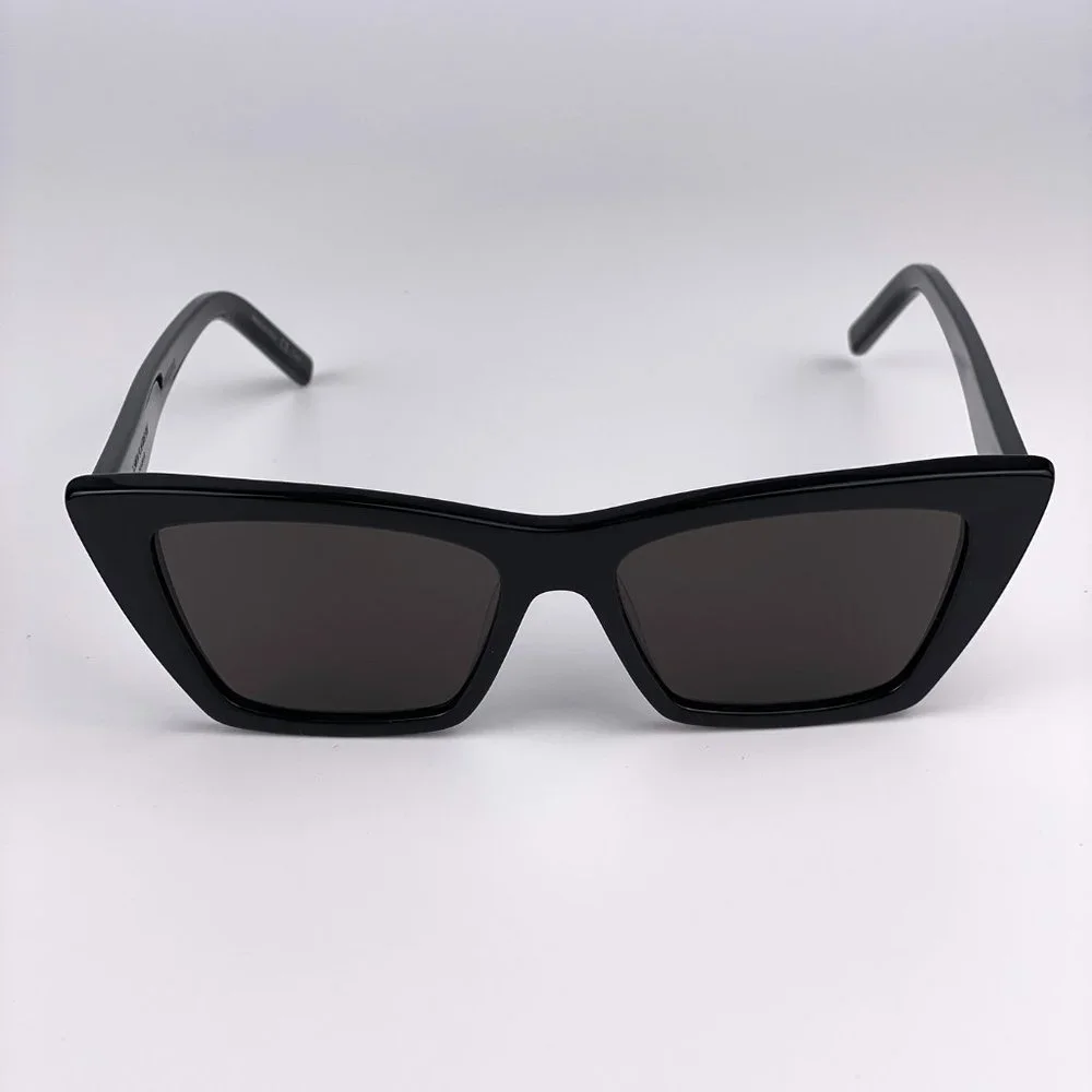 Saint Laurent Glossy Black Angular Cat-Eye Sunglasses - Picture 4 of 10